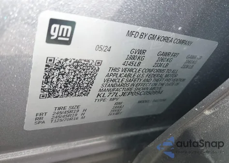 2025 Chevrolet Trax Fwd 2Rs from USA, damaged, VIN KL77LJEP0SC050994